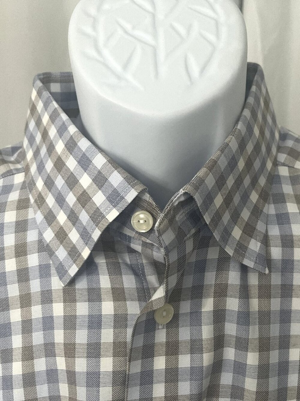 Eton Men’s White Brown Blue Dress Shirt 👔 Casual Detail XL 17.5 44 ✨